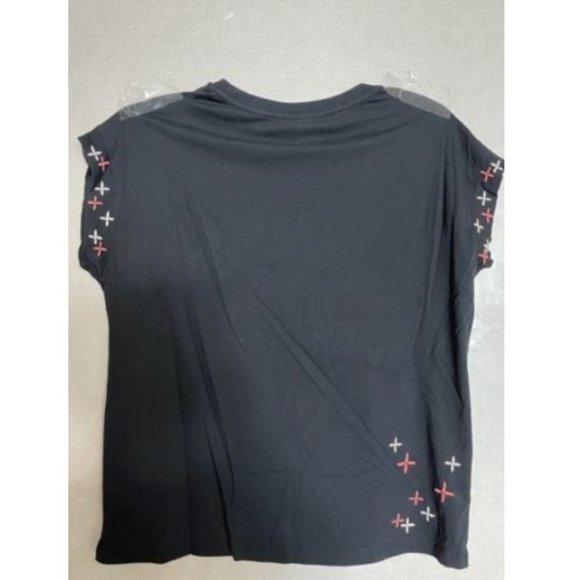 Johnny Was Ceretti Relaxed Tee Special Flower Black Floral Bird Cotton Shirt NEW - Picture 6 of 7